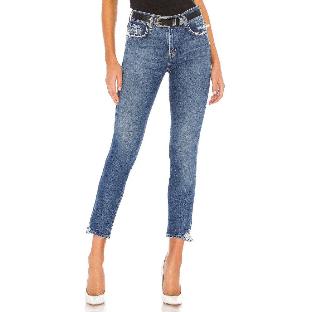 AGOLDE Toni Slim Mid Rise Distressed Denim Blue Jeans Stratosphere SIZE 24